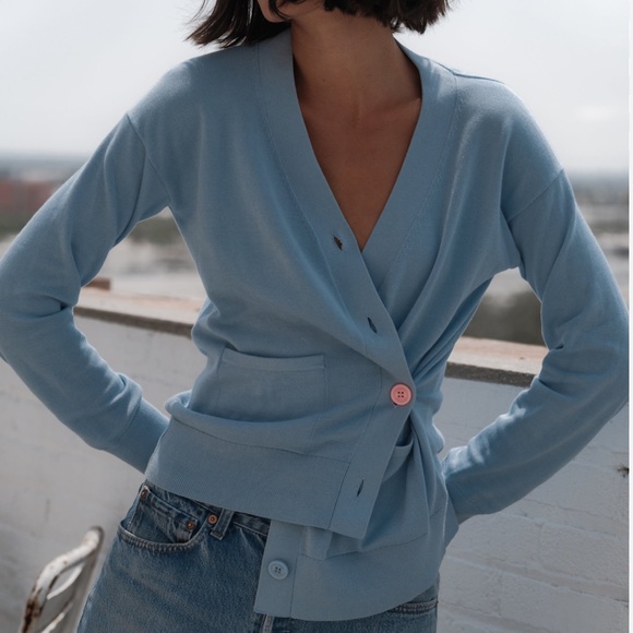 CISSA Women's Blue Cardigan Sweater - size S/M